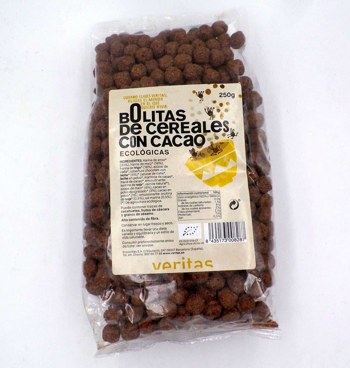 BOLETES CEREALS CACAU VERITAS 250g