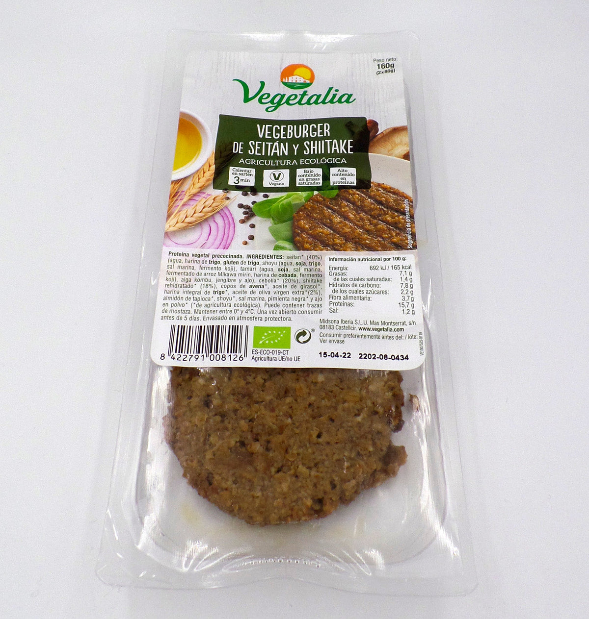 VEGEBURGER SEITÀ/SHIITAKE VEGETALIA 2X80g.