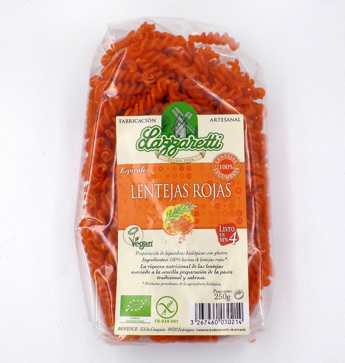 ESPIRALS LLENTIES VERM LAZZARETTI 250G.