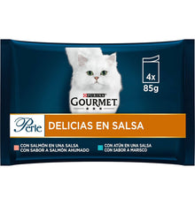 MENJAR GAT GOURM PERLE SALMO x4 85g