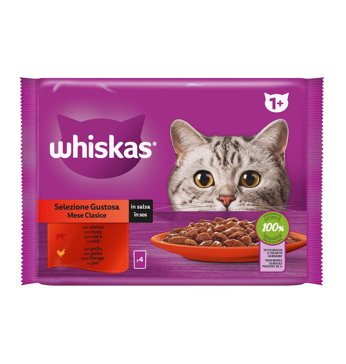 MENJAR GAT WHISKAS CARNx4 /340g
