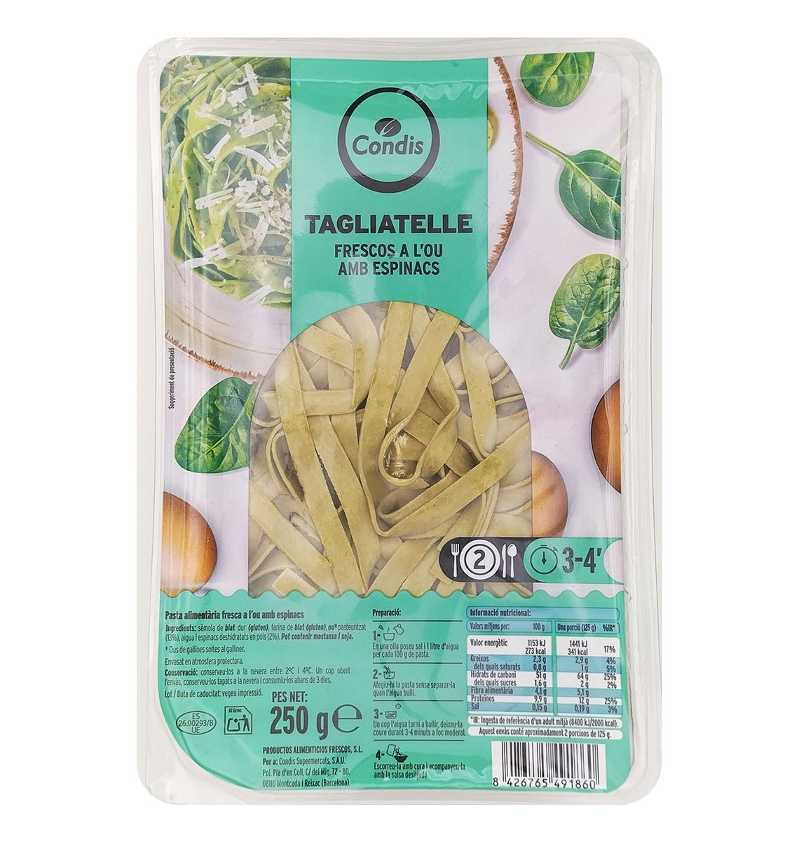 TAGLIATELLE CONDIS ESPINACS 250g