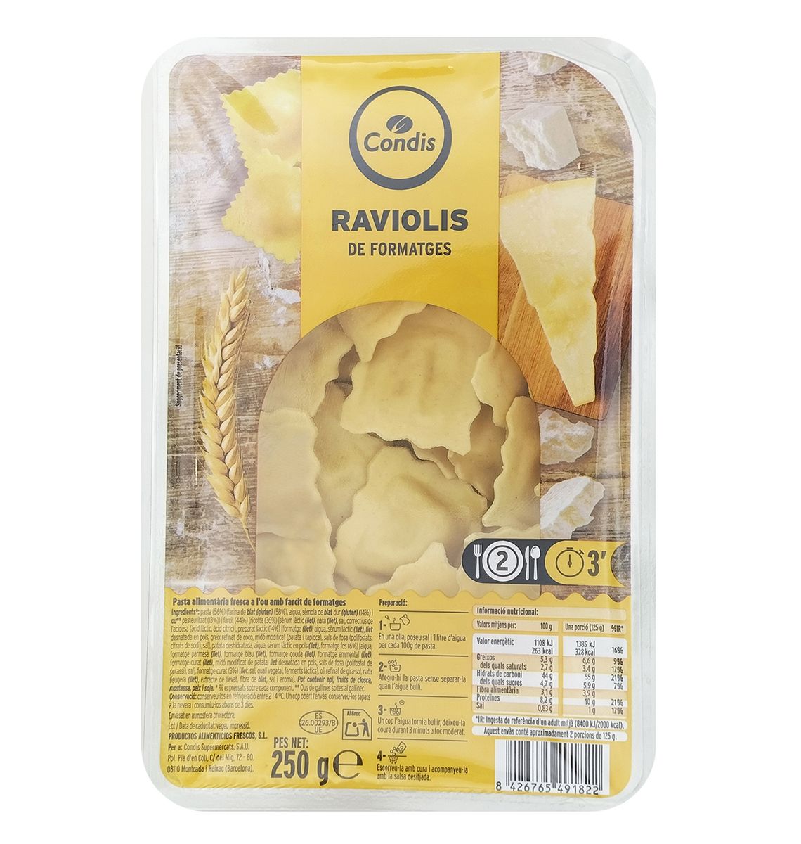 RAVIOLI CONDIS 4 FORMATG 250g