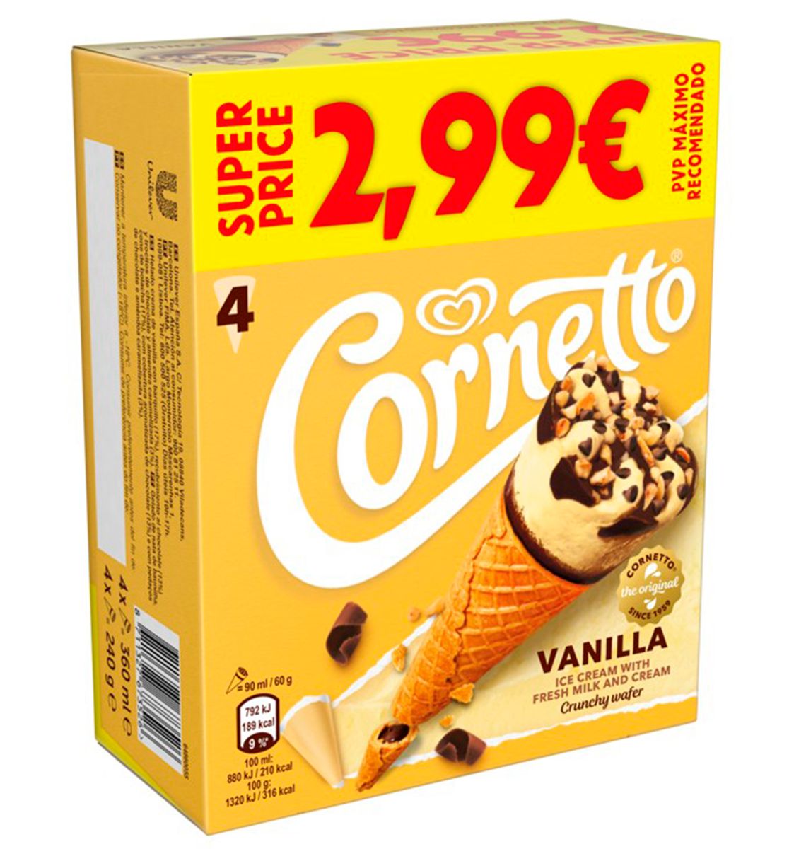 CORNETTO SOFT VAINILLA-XOCO X4