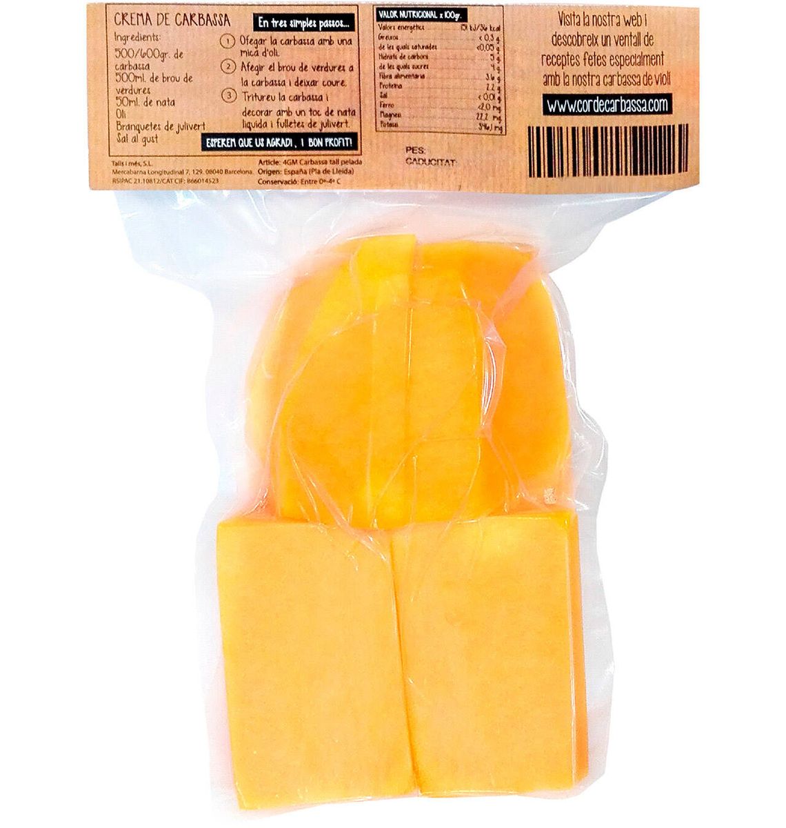 CARBASSA PELADA TROSSOS 600g