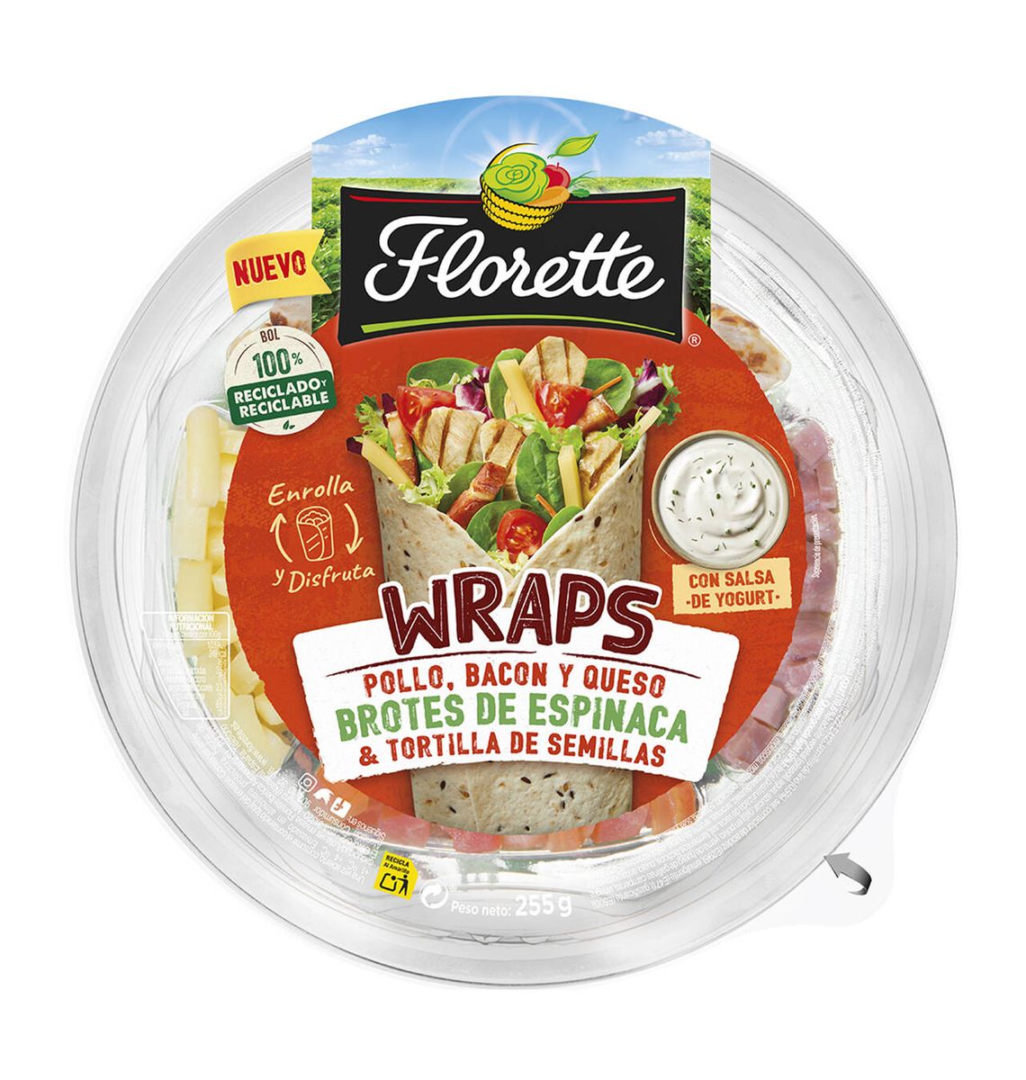 BARQ FLORETTE WRAPS ESPINACS 255g