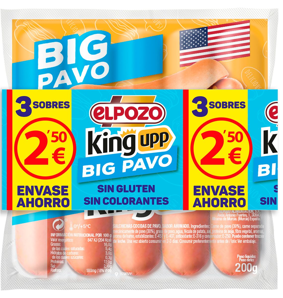SALSITXES ELPOZO BIG DINDI 3x200gr