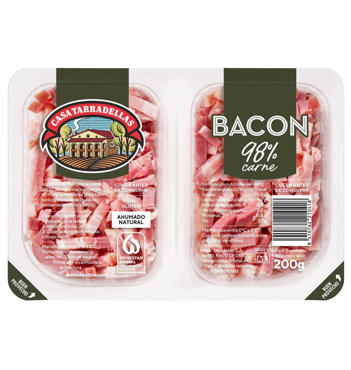 CINTES BACON TARRADELL 2x100g