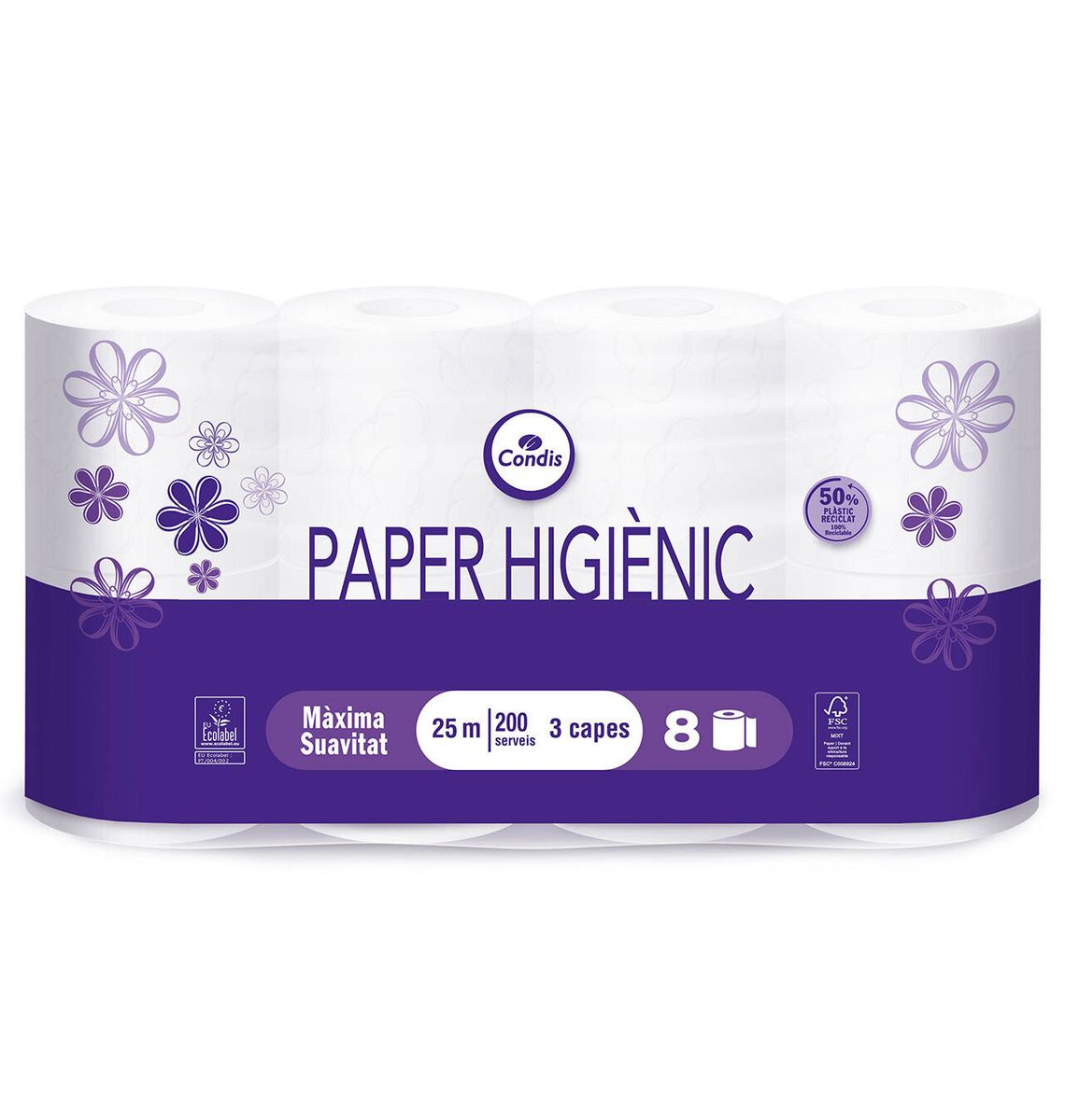 PAPER WC CONDIS 3 CAP x8