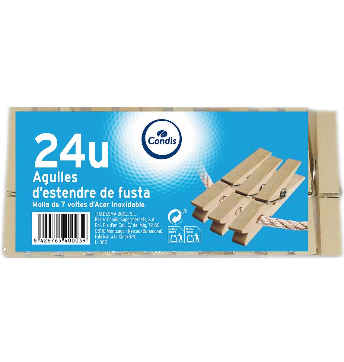 PINCES CONDIS DE FUSTA 24 UNI