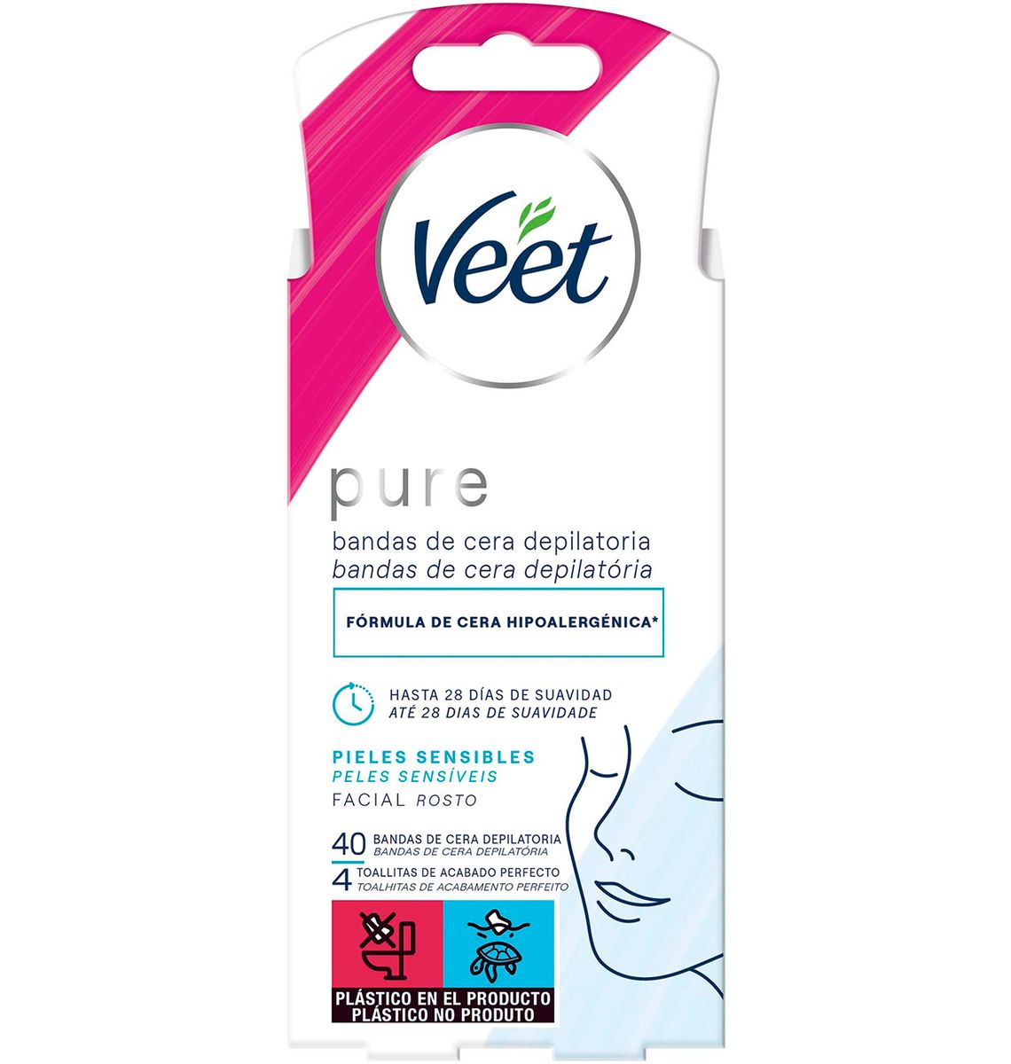 BANDES VEET PURE FACIAL 40u